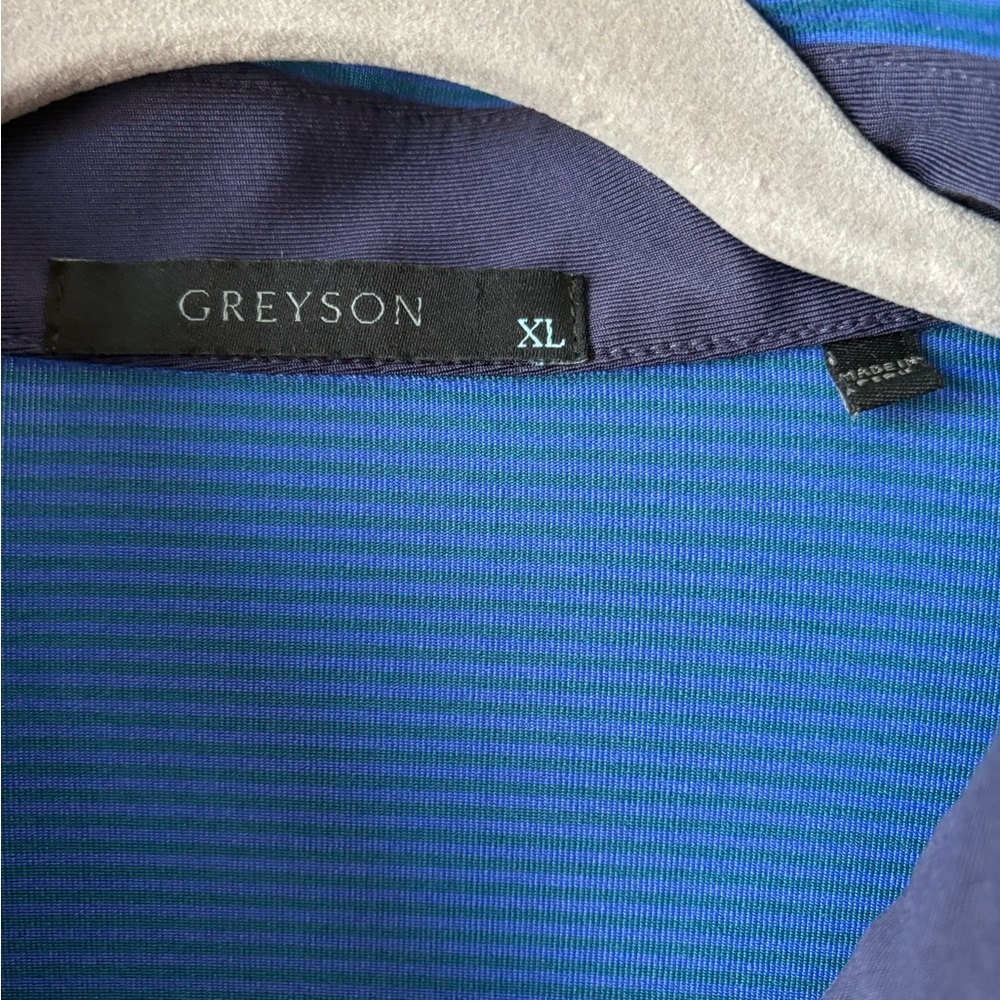 Greyson Performance Golf Polo XL Blue Micro Stripe Pink Trim - Picture 4 of 8